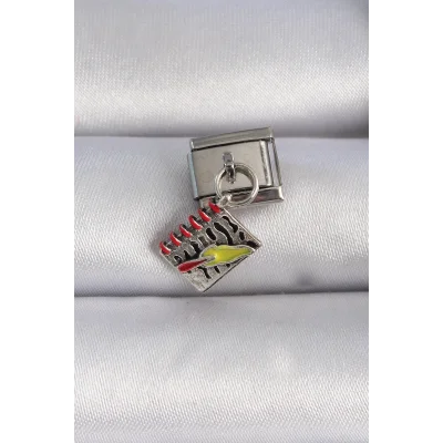 BUĞZ 316L Çelik Gümüş Renk Sallantı Defter Figür Nomination Charm