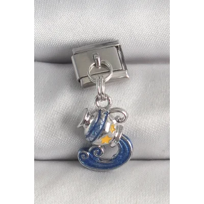 BUĞZ 316L Çelik Gümüş Renk Sallantı Kova Burç Model Nomination Charm