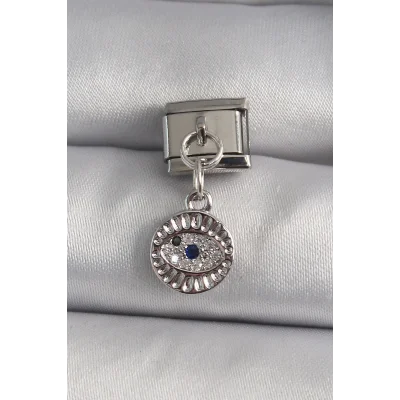 BUĞZ 316L Çelik Gümüş Renk Sallantı Zirkon Taşlı Göz Model Nomination Charm