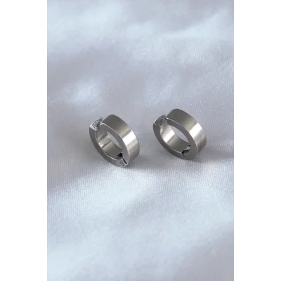 BUĞZ 316L Çelik Gümüş Renk Sıkıştırmalı Erkek Küpe