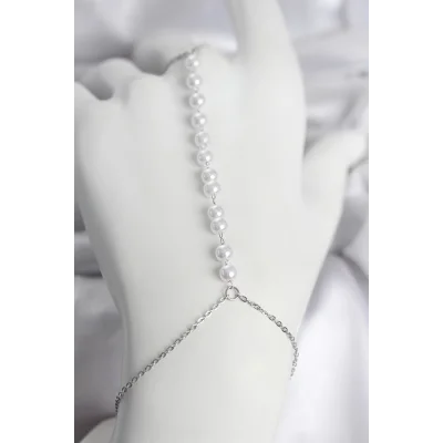 BUĞZ 316L Çelik Gümüş Renk Sıralı İncili Model Kadın Şahmeran