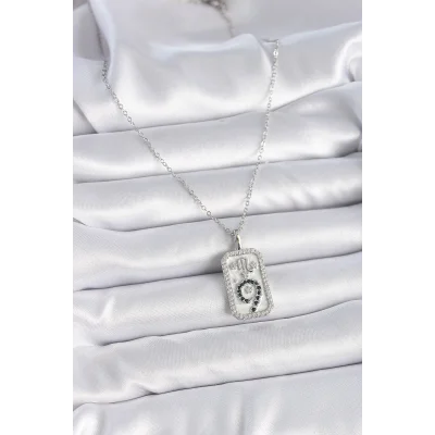 BUĞZ 316L Çelik Gümüş Renk Zincir Akrep Burcu Zirkon Taşlı Kadın Kolye - Lisinya