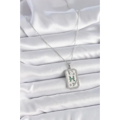 BUĞZ 316L Çelik Gümüş Renk Zincir Balık Burcu Zirkon Taşlı Kadın Kolye - BUĞZ