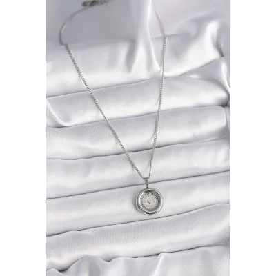 BUĞZ 316L Çelik Gümüş Renk Zincir Gümüş Renk Altın Model Kadın Kolye - BUĞZ