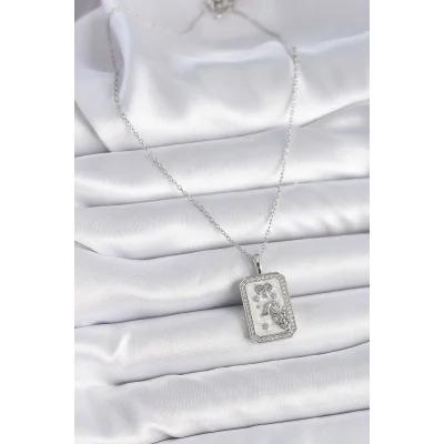 BUĞZ 316L Çelik Gümüş Renk Zincir Koç Burcu Zirkon Taşlı Kadın Kolye - Lisinya