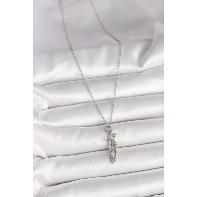 BUĞZ 316L Çelik Gümüş Renk Zincir Sarılma Model Kadın Kolye - Lisinya