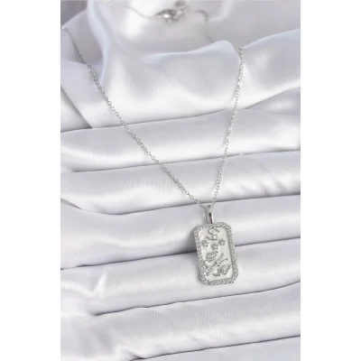 BUĞZ 316L Çelik Gümüş Renk Zincir Yengeç Burcu Zirkon Taşlı Kadın Kolye - Lisinya