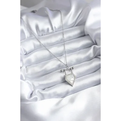 BUĞZ 316L Çelik Gümüş Renk Zirkon Taş Detay Kadın Kolye - Lisinya