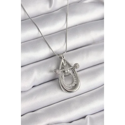 BUĞZ 316L Çelik Gümüş Renk Zirkon Taşlı Damla Model Kadın Kolye