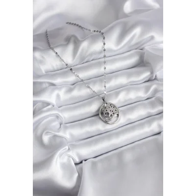 BUĞZ 316L Çelik Gümüş Renk Zirkon Taşlı Jaguar Model Kadın Kolye - Lisinya