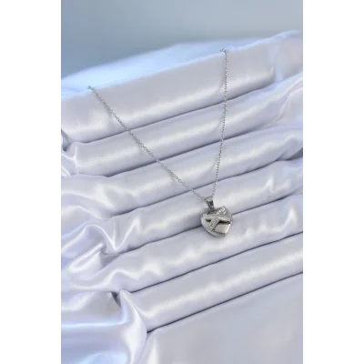 BUĞZ 316L Çelik Gümüş Renk Zirkon Taşlı Kalp Model Kadın Kolye - Lisinya