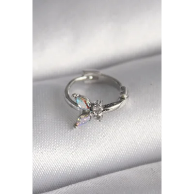 BUĞZ 316L Çelik Gümüş Renk Zirkon Taşlı Kelebek Model Tragus Piercing