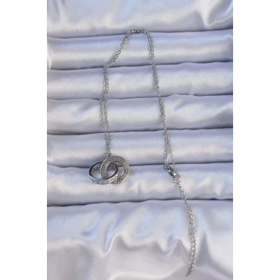 BUĞZ 316L Çelik Gümüş Renk Zirkon Taşlı Kolye - Lisinya