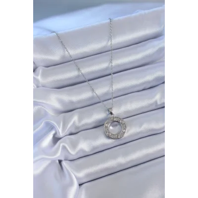 BUĞZ 316L Çelik Gümüş Renk Zirkon Taşlı Model Kadın Kolye - Lisinya