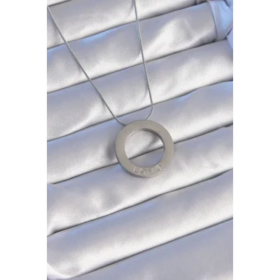 BUĞZ 316L Çelik Gümüş Renk Zirkon Taşlı Model Kolye