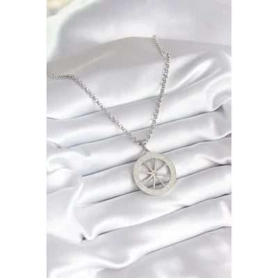 BUĞZ 316L Çelik Gümüş Renk Zirkon Taşlı Rüya Kapanı Model İşeme Detay Kadın Kolye - Lisinya