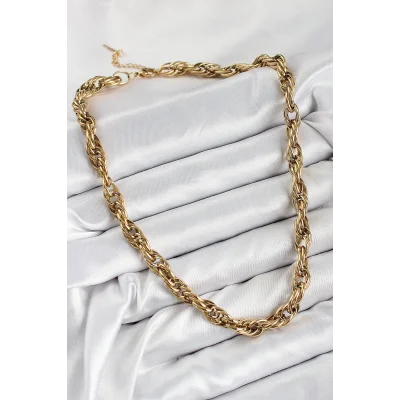 BUĞZ 316L Çelik Halat Model Gold Renk Kadın Kolye - Lisinya