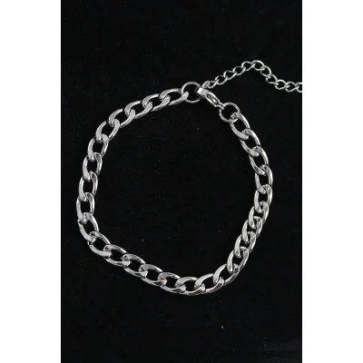 BUĞZ 316L Çelik Kalın Klasik Model Gümüş Renk Erkek Bileklik