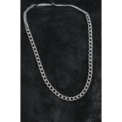 BUĞZ 316L Çelik Kalın Klasik Zincir Model Gümüş Renk Erkek Kolye