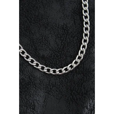 BUĞZ 316L Çelik Kalın Klasik Zincir Model Gümüş Renk Erkek Kolye - Lisinya