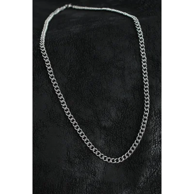 BUĞZ 316L Çelik Klasik Oval Zincir Model Gümüş Renk Erkek Kolye