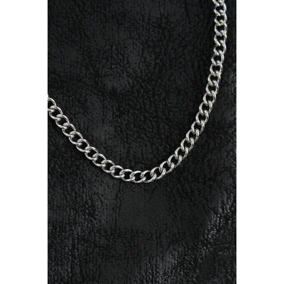 BUĞZ 316L Çelik Klasik Oval Zincir Model Gümüş Renk Erkek Kolye - Lisinya