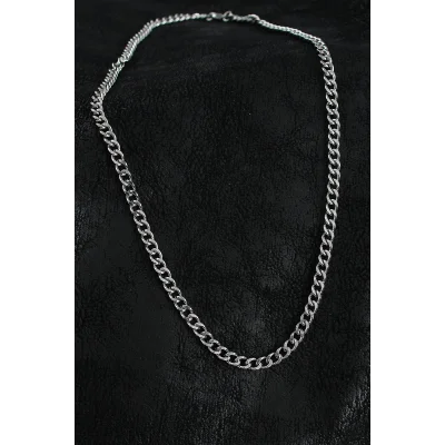 BUĞZ 316L Çelik Klasik Zincir Model Gümüş Renk Erkek Kolye