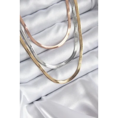 BUĞZ 316L Çelik Mix Renk İtalyan Zincir Model Kadın Kolye