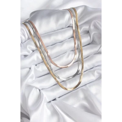 BUĞZ 316L Çelik Mix Renk İtalyan Zincir Model Kadın Kolye - Lisinya