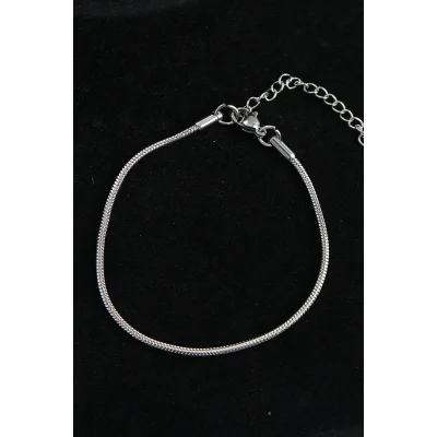 BUĞZ 316L Çelik Oval İtalyan Model Gümüş Renk Erkek Bileklik