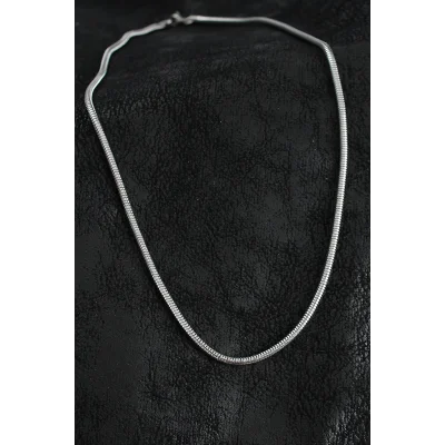 BUĞZ 316L Çelik Oval İtalyan Zincir Model Gümüş Renk Erkek Kolye