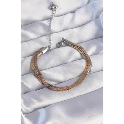 BUĞZ 316L Çelik Renkli İtalyan Zincir Model Çoklu Bileklik