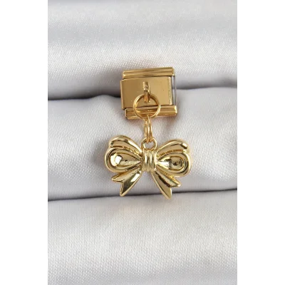 BUĞZ 316L Çelik Sallantılı Fiyonk Model Gold Renk Nomination Charm