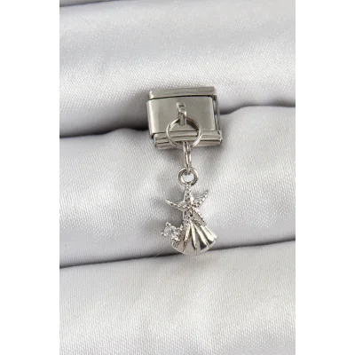 BUĞZ 316L Çelik Sallantılı Zirkon Taşlı Deniz Yıldızı Ve İstiridye Model Gümüş Renk Nomination Charm