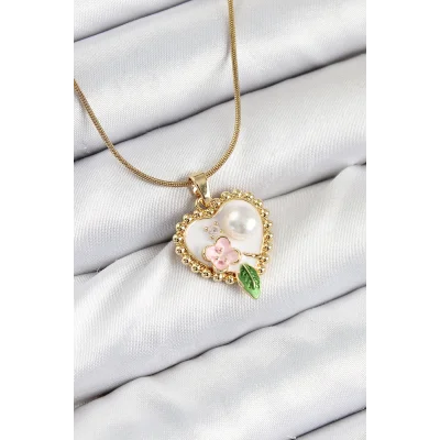 BUĞZ 316L Çelik Sanatsal Portre Model Gold Renk Kadın Kolye