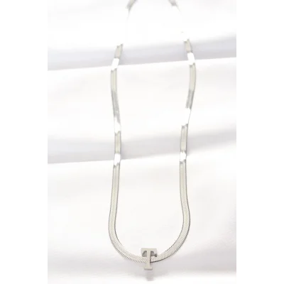 BUĞZ 316L Çelik T Harfli Silver Renk İtalyan Zincirli Kolye - Lisinya