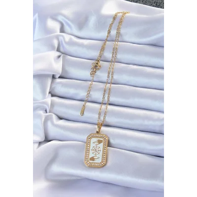 BUĞZ 316L Çelik Zincir Altın Renk Mineli Zirkon Taşlı Göz Figür Tarot Kolye - Lisinya