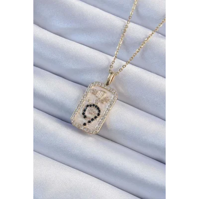 BUĞZ 316L Çelik Zincir Altın Renk Zirkon Taşlı Minimal Papatya Figürlü Tarot Kolye