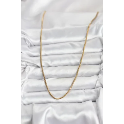 BUĞZ 316L Çelik Zincir Gold Renk 60 cm Yılan Zincir Kadın Kolye - Lisinya