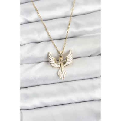 BUĞZ 316L Çelik Zincir Gold Renk Anka Kuşu Model Kadın Kolye