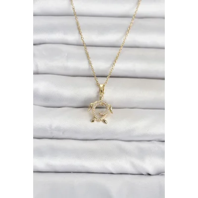 BUĞZ 316L Çelik Zincir Gold Renk Caretta Caretta Model Kadın Kolye