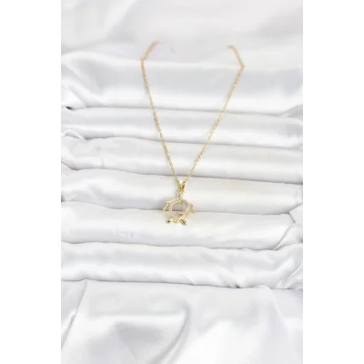 BUĞZ 316L Çelik Zincir Gold Renk Caretta Caretta Model Kadın Kolye - BUĞZ