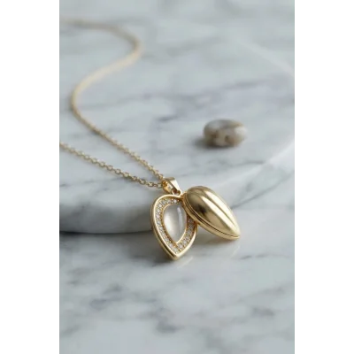 BUĞZ 316L Çelik Zincir Gold Renk Damla Tomurcuk Model Kolye