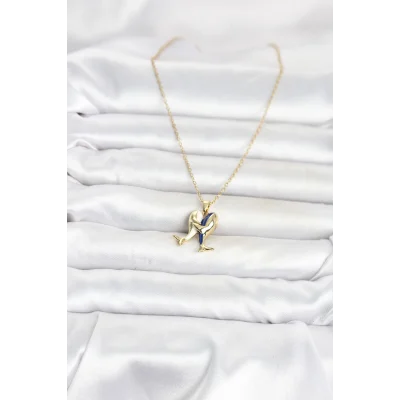BUĞZ 316L Çelik Zincir Gold Renk Dolphin Model Kadın Kolye - BUĞZ