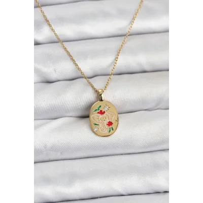 BUĞZ 316L Çelik Zincir Gold Renk Fil Figürlü Kadın Kolye