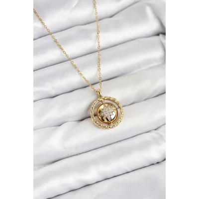 BUĞZ 316L Çelik Zincir Gold Renk Kutup Yıldızı Model Kadın Kolye