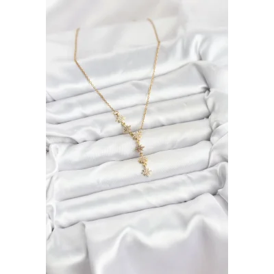 BUĞZ 316L Çelik Zincir Gold Renk Kutup Yıldızı Model Kadın Kolye - BUĞZ