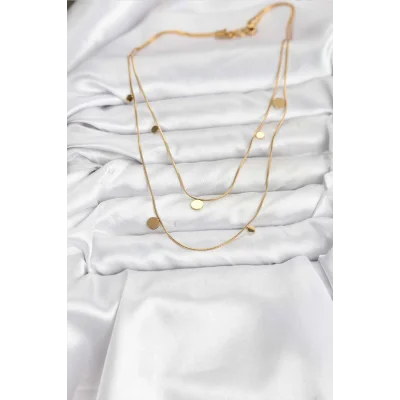 BUĞZ 316L Çelik Zincir Gold Renk Pullu Kadın Kolye - Lisinya