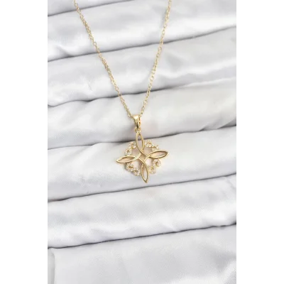 BUĞZ 316L Çelik Zincir Gold Renk Sonsuzluk Model Zirkon Taşlı Kadın Kolye