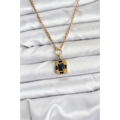 BUĞZ 316L Çelik Zincir Gold Renk Vintage Model Kadın Kolye - Lisinya